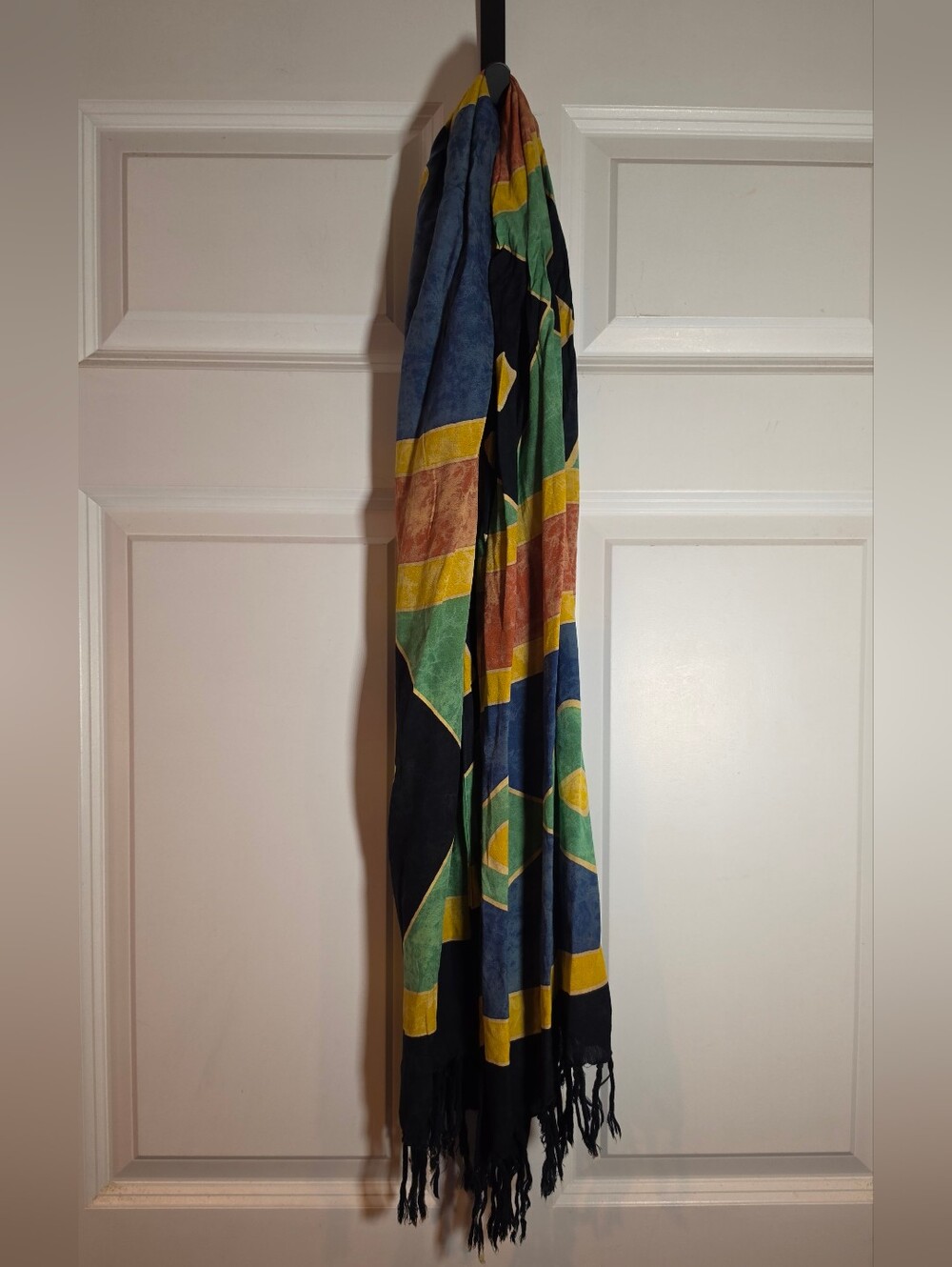 Multicolor Geometric Fringe Scarf Wrap